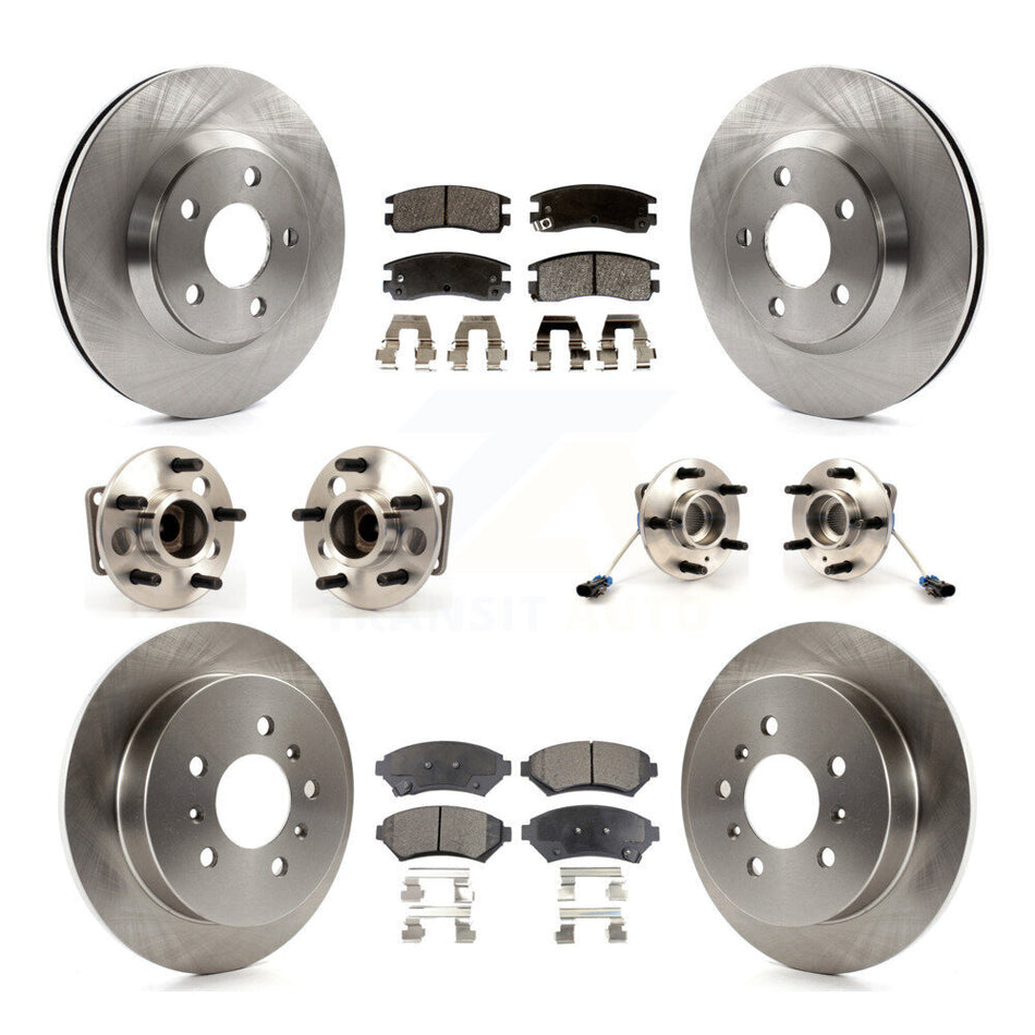 Front Rear Hub Bearings Assembly Disc Brake Rotors And Semi-Metallic Pads Kit (10Pc) For 2005-2005 Chevrolet Impala Monte Carlo From Chassis/VIN #59143076 4-Wheel ABS KBB-115057