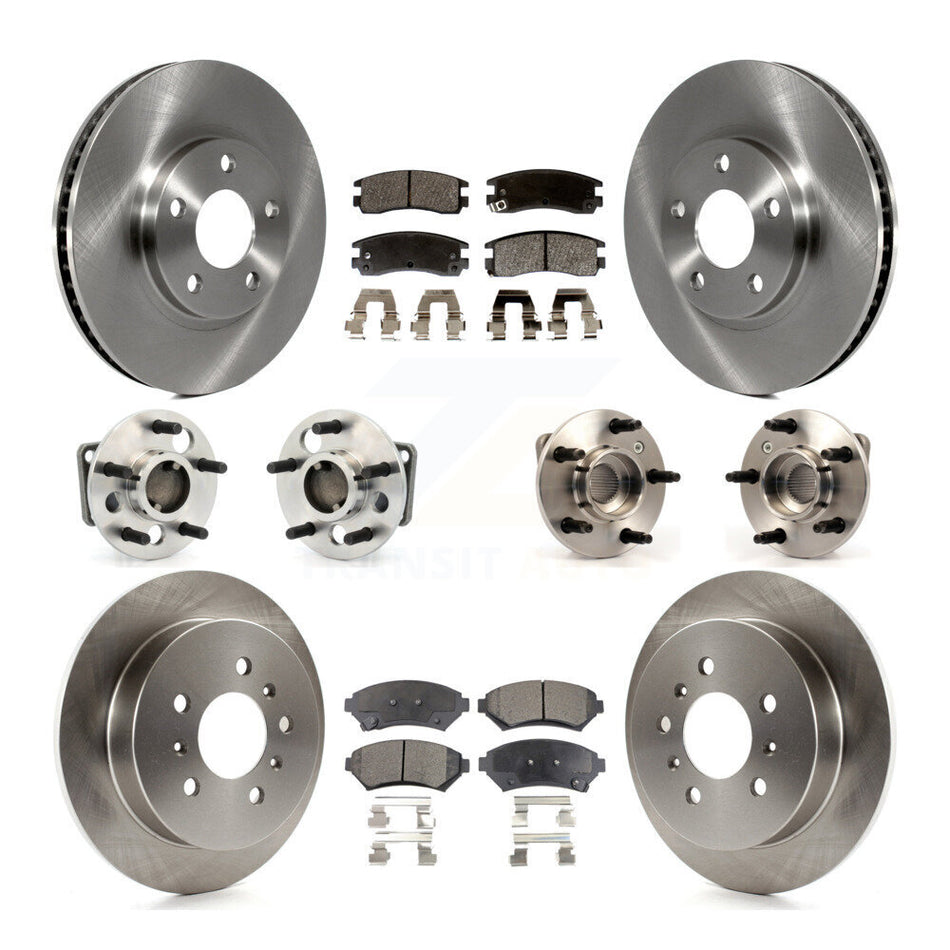 Front Rear Hub Bearings Assembly Disc Brake Rotors And Semi-Metallic Pads Kit (10Pc) For Chevrolet Impala Monte Carlo Non-ABS KBB-115062
