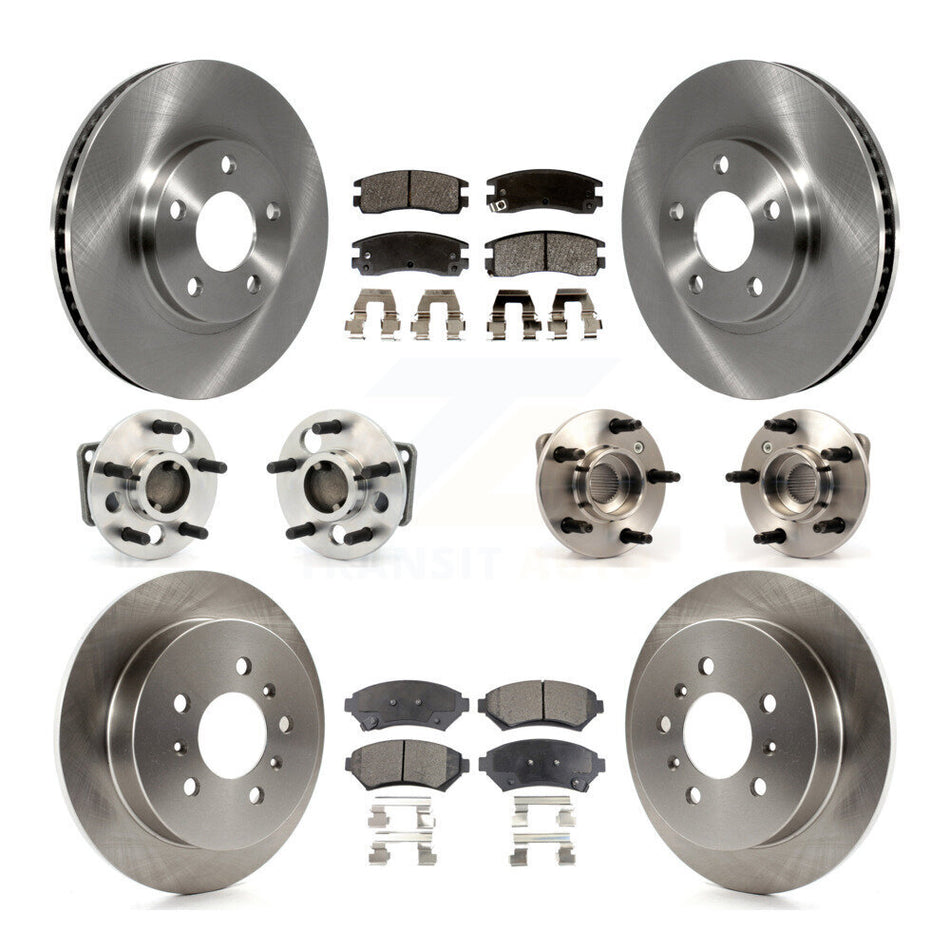 Front Rear Hub Bearings Assembly Disc Brake Rotors And Semi-Metallic Pads Kit (10Pc) For Chevrolet Impala Monte Carlo Non-ABS KBB-115062