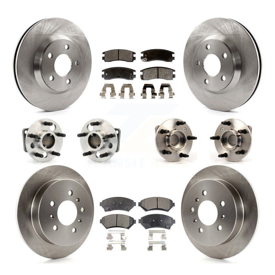 Front Rear Hub Bearings Assembly Disc Brake Rotors And Semi-Metallic Pads Kit (10Pc) For 2005-2005 Chevrolet Impala Monte Carlo From Chassis/VIN #59143076 Non-ABS KBB-115063