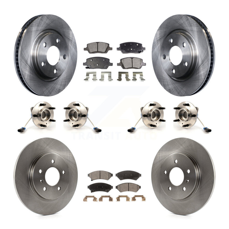 Front Rear Hub Bearings Assembly Disc Brake Rotors And Semi-Metallic Pads Kit (10Pc) For 2005-2005 Chevrolet Uplander Pontiac Montana Buick Terraza KBB-115064
