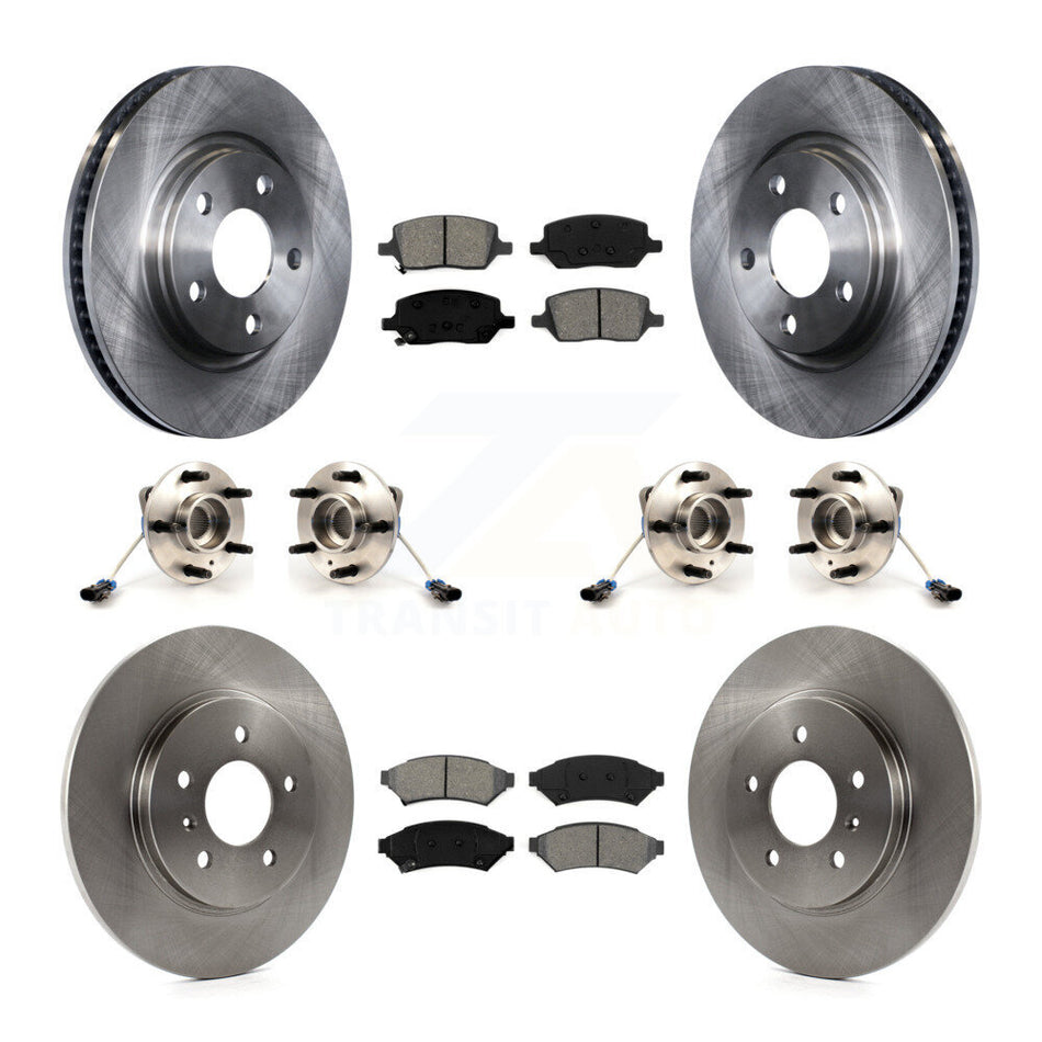 Front Rear Hub Bearings Assembly Disc Brake Rotors And Semi-Metallic Pads Kit (10Pc) For 2005-2005 Chevrolet Uplander Pontiac Montana Buick Terraza KBB-115072