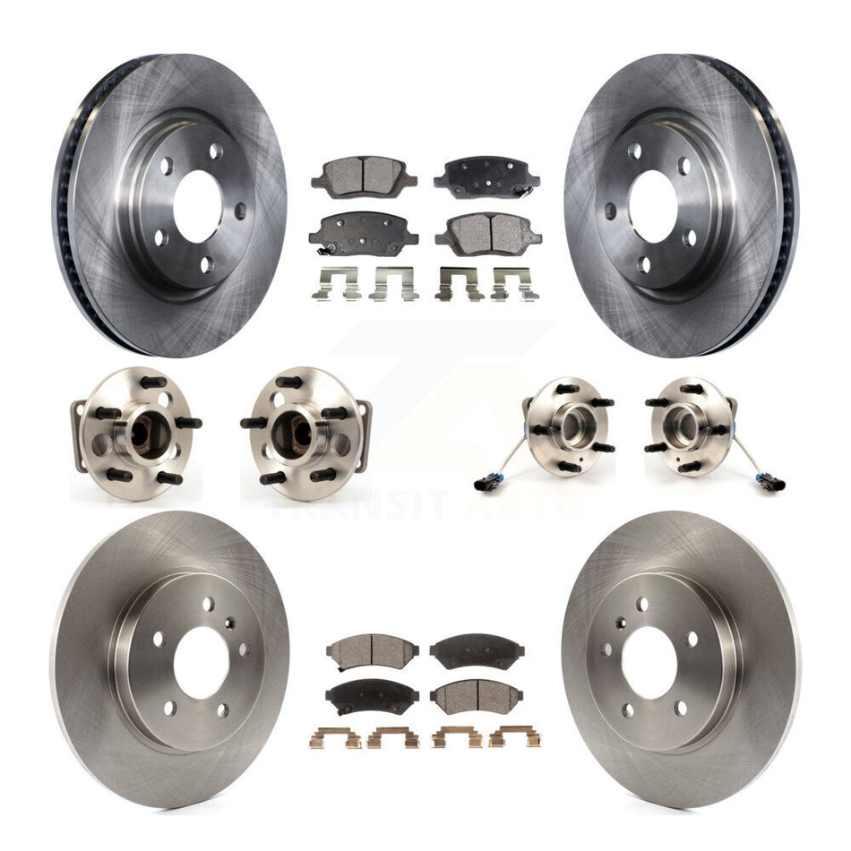Front Rear Hub Bearings Assembly Disc Brake Rotors And Ceramic Pads Kit (10Pc) For 2005-2005 Chevrolet Uplander Buick Terraza 4 Hole Rectangular Flange FWD KBB-115075