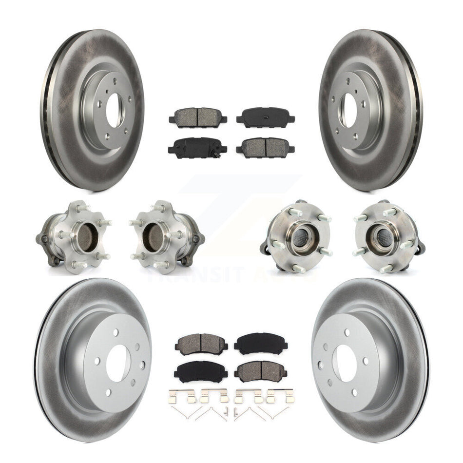 Front Rear Hub Bearings Assembly Coated Disc Brake Rotors And Semi-Metallic Pads Kit (10Pc) For Nissan Maxima KBB-115105