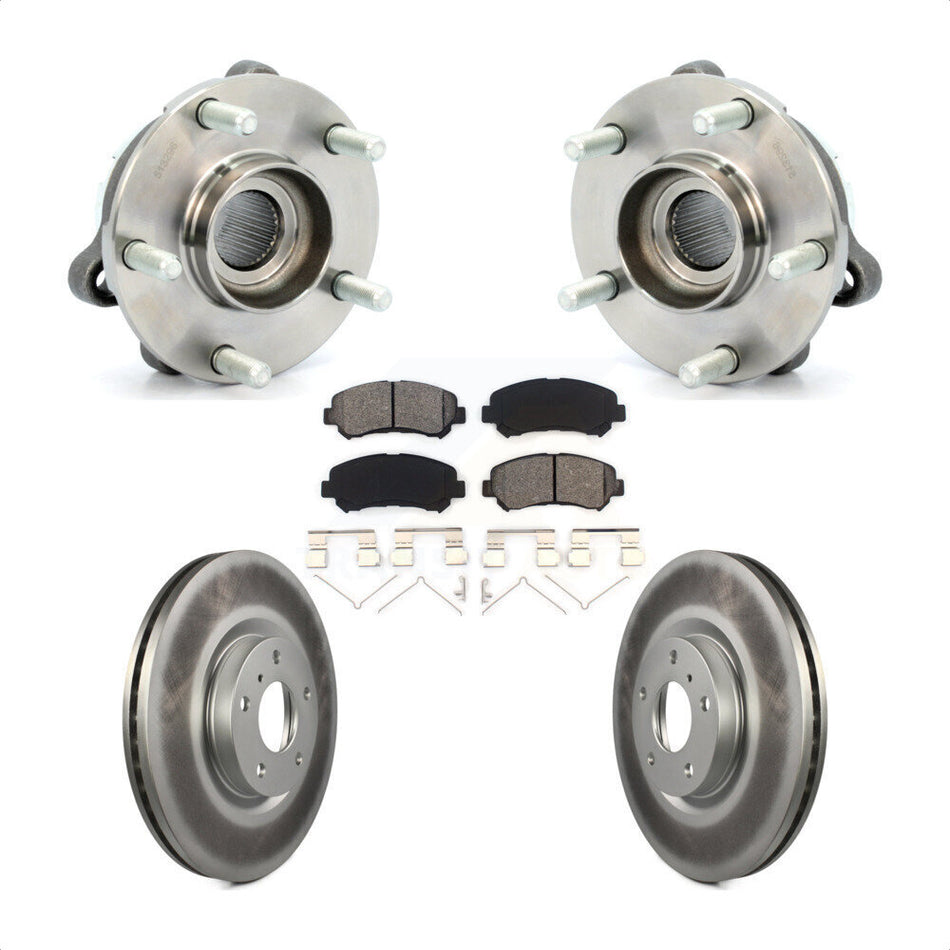 Front Hub Bearing Assembly With Coated Disc Brake Rotors And Semi-Metallic Pads Kit For Nissan Maxima KBB-115110