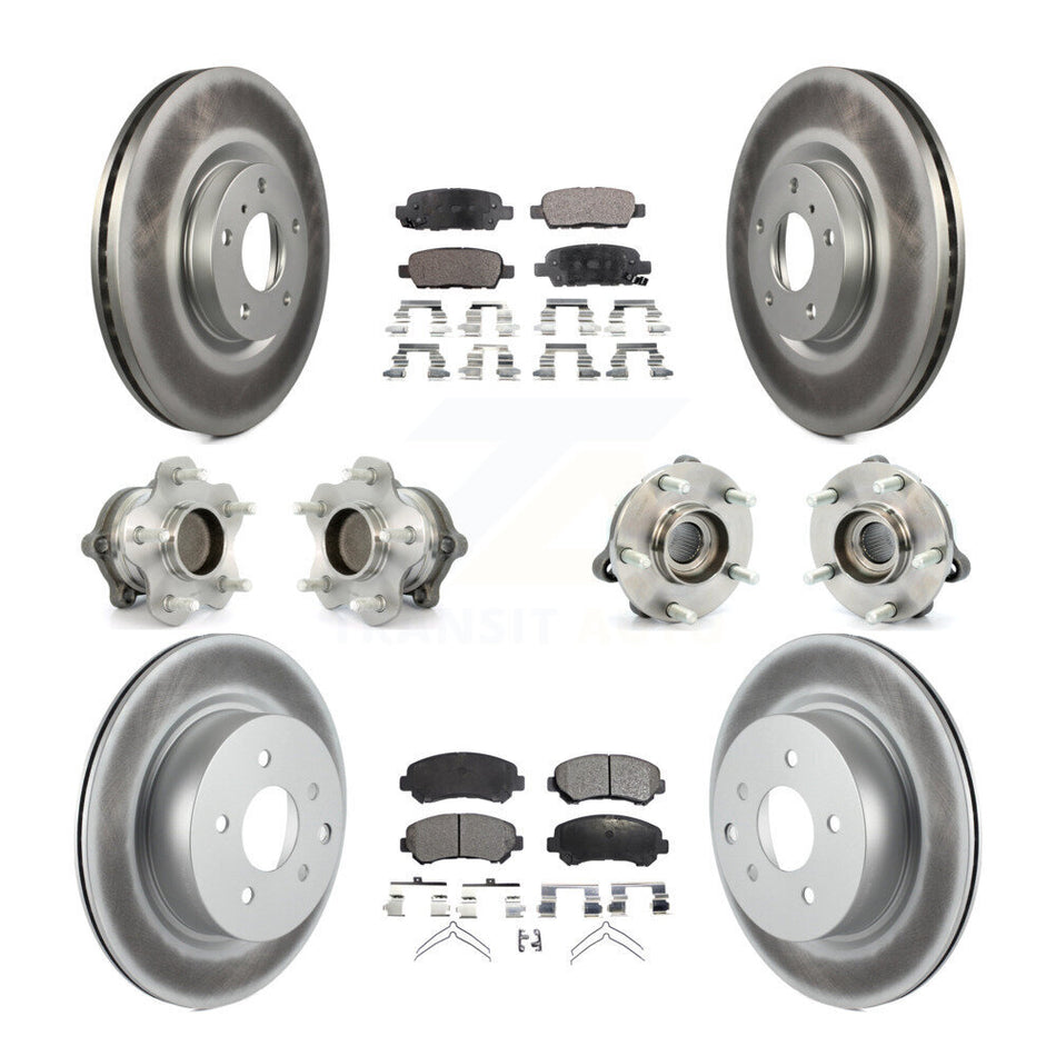 Front Rear Hub Bearings Assembly Coated Disc Brake Rotors And Ceramic Pads Kit (10Pc) For Nissan Maxima KBB-115113