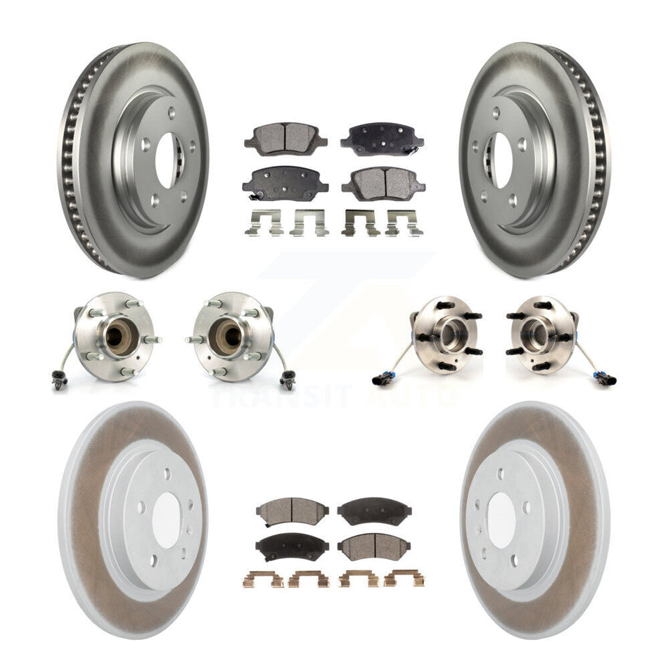 Front Rear Hub Bearings Coated Disc Brake Rotors And Ceramic Pads Kit (10Pc) For 2005-2005 Chevrolet Uplander Buick Terraza 3 Hole Flange or Triangular FWD KBB-115115