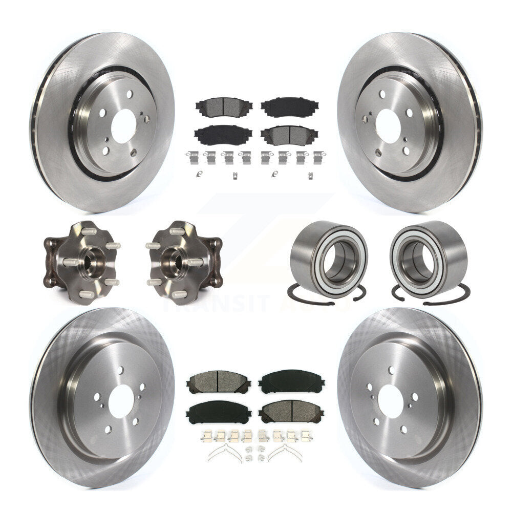 Front Rear Wheel Hub Bearing Disc Brake Rotor And Pad Kit (10Pc) For 2016 Lexus RX350 AWD KBB-115129