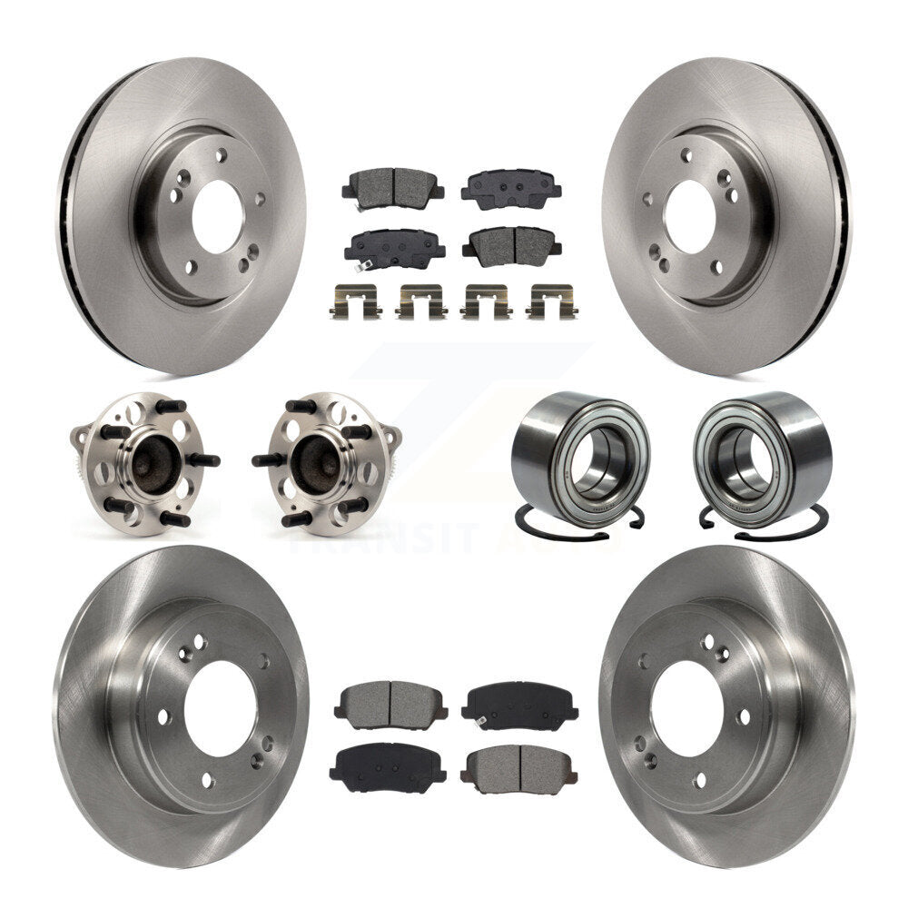 Front Rear Hub Bearing Brake Rotor & Pad Kit (10Pc) For Kia Forte Forte5 Hyundai Veloster KBB-115133