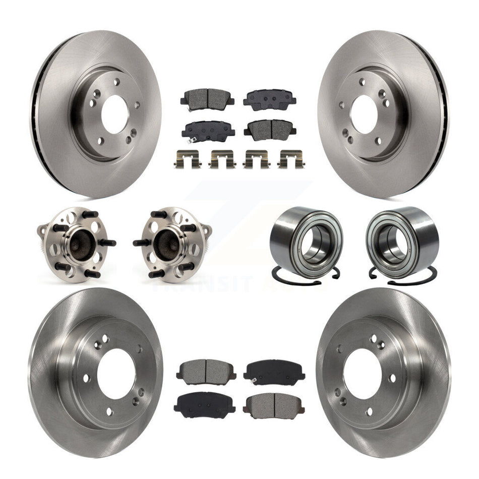 Front Rear Hub Bearing Brake Rotor & Pad Kit (10Pc) For Kia Forte Forte5 Hyundai Veloster KBB-115133
