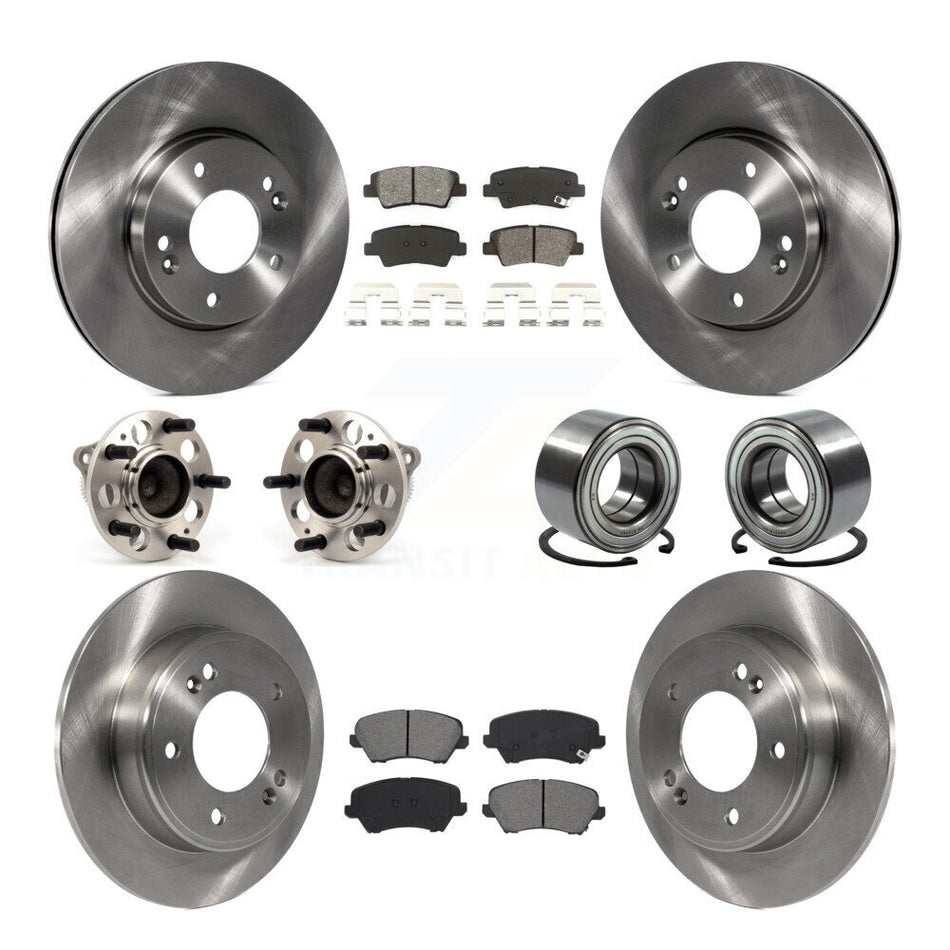 Front Rear Hub Bearing Brake Rotor & Pad Kit (10Pc) For Hyundai Elantra GT Kia Forte Koup KBB-115135