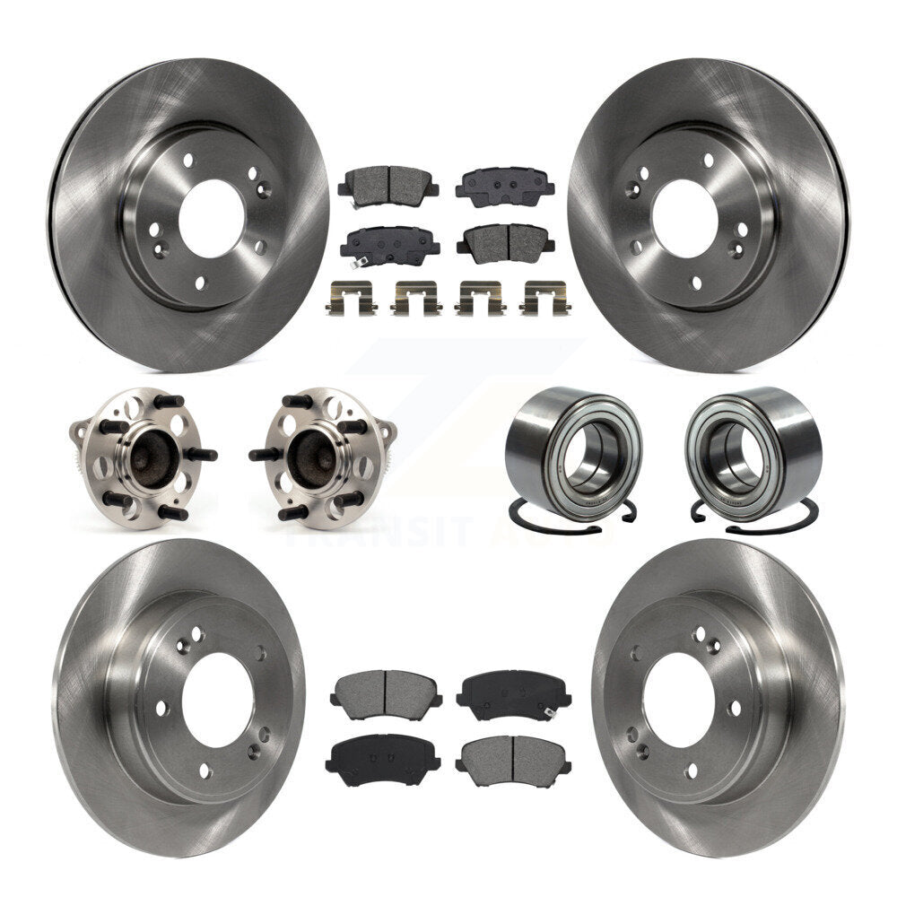 Front Rear Hub Bearing Brake Rotor & Pad Kit (10Pc) For Kia Forte Hyundai Forte5 Veloster KBB-115136