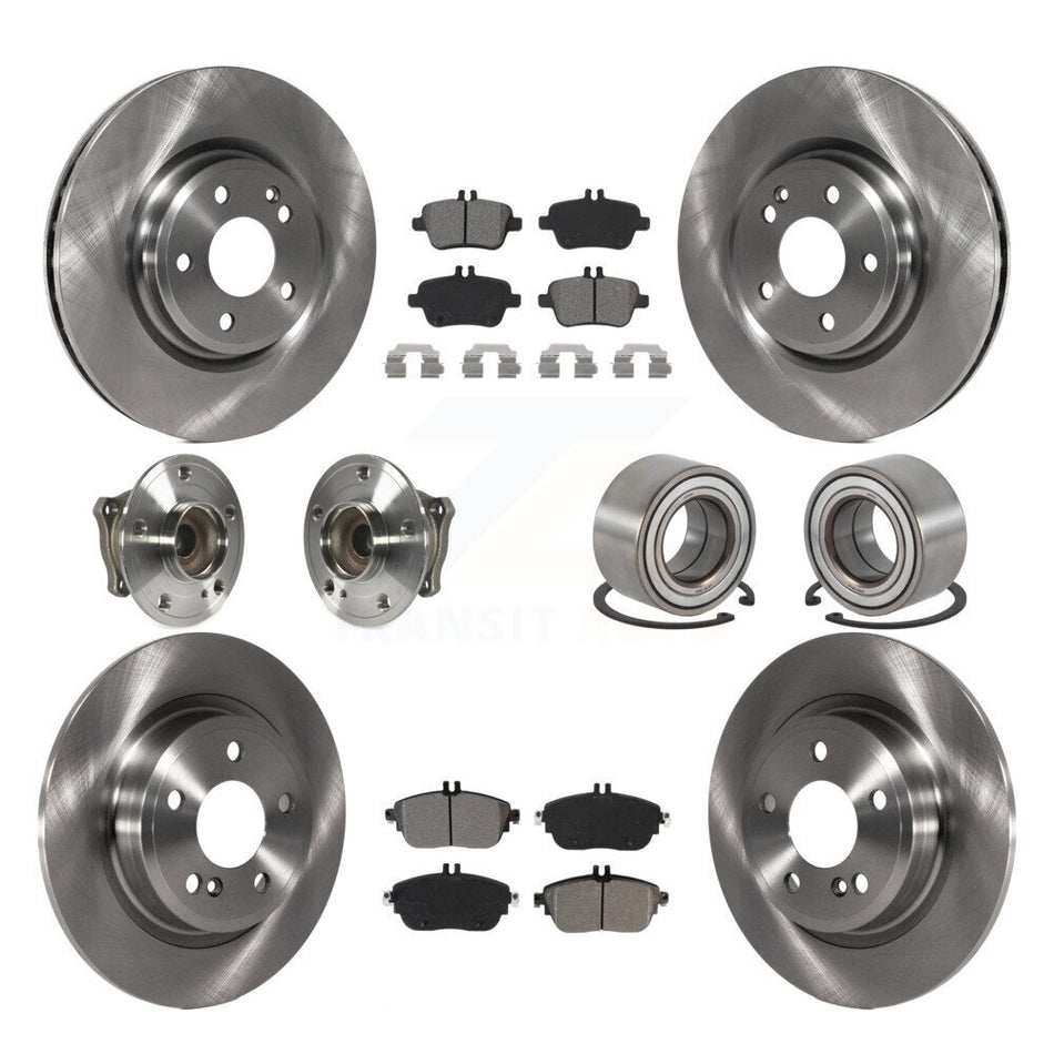 Front Rear Wheel Hub Bearings Assembly Disc Brake Rotors And Semi-Metallic Pads Kit (10Pc) For Mercedes-Benz GLA250 CLA250 KBB-115142