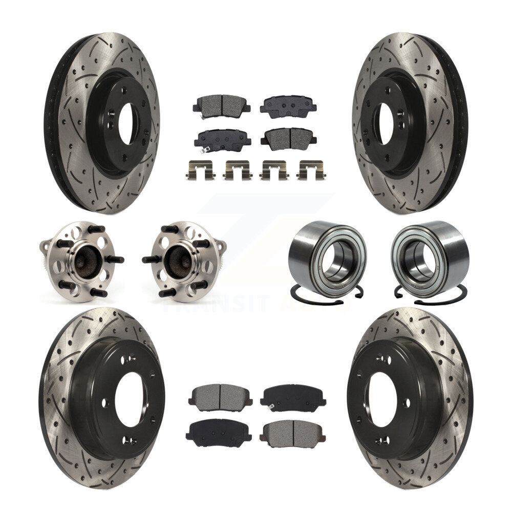 Front Rear Hub Bearing Coated Brake Rotor And Pad Kit (10Pc) For Kia Forte Forte5 Hyundai KBB-115150