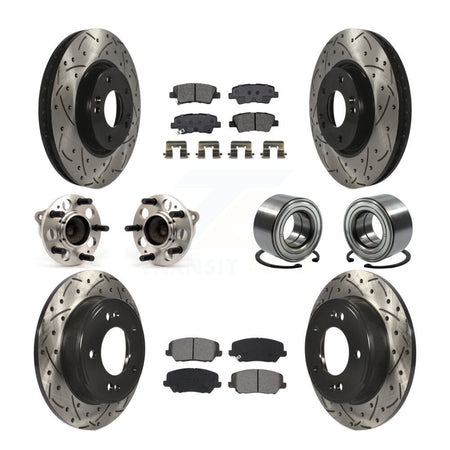Front Rear Hub Bearing Coated Brake Rotor And Pad Kit (10Pc) For Kia Forte Forte5 Hyundai KBB-115150