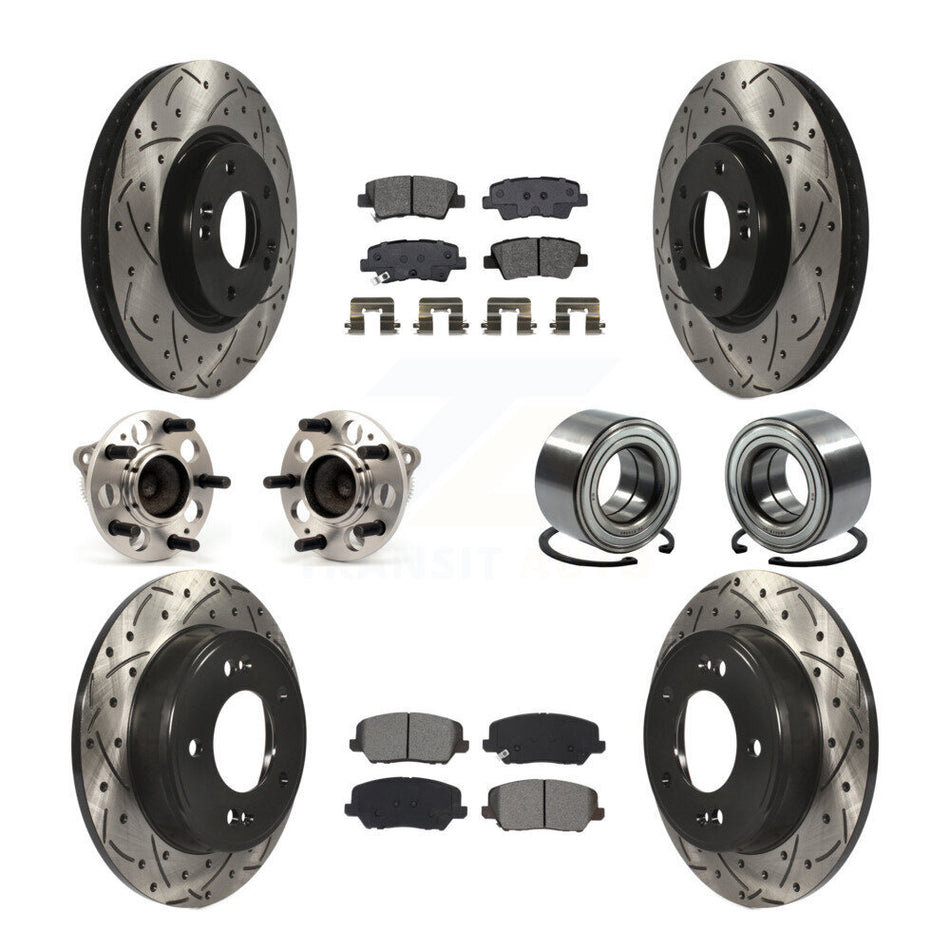 Front Rear Hub Bearing Coated Brake Rotor And Pad Kit (10Pc) For Kia Forte Forte5 Hyundai KBB-115150