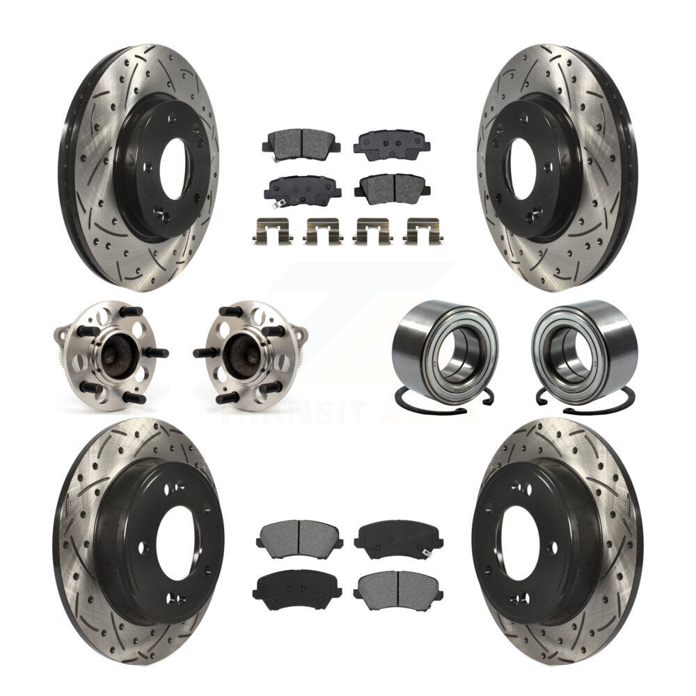 Front Rear Hub Bearing Coated Brake Rotor Pads Kit (10Pc) For Kia Forte Hyundai Forte5 GT KBB-115153