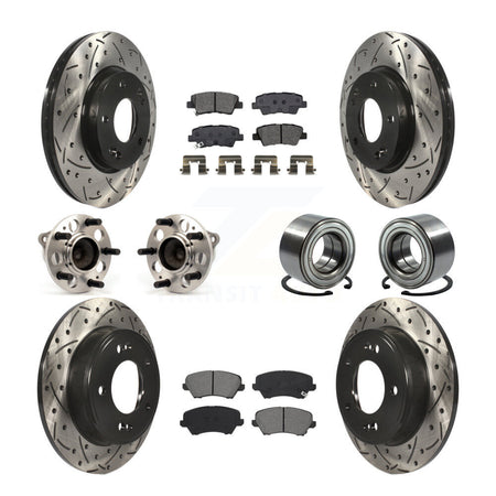 Front Rear Hub Bearing Coated Brake Rotor Pads Kit (10Pc) For Kia Forte Hyundai Forte5 GT KBB-115153