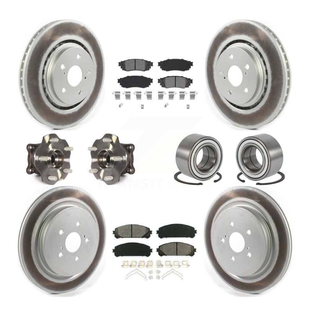 Front Rear Hub Bearing Coated Disc Brake Rotor & Pads Kit (10Pc) For 2016 Lexus RX350 AWD KBB-115170