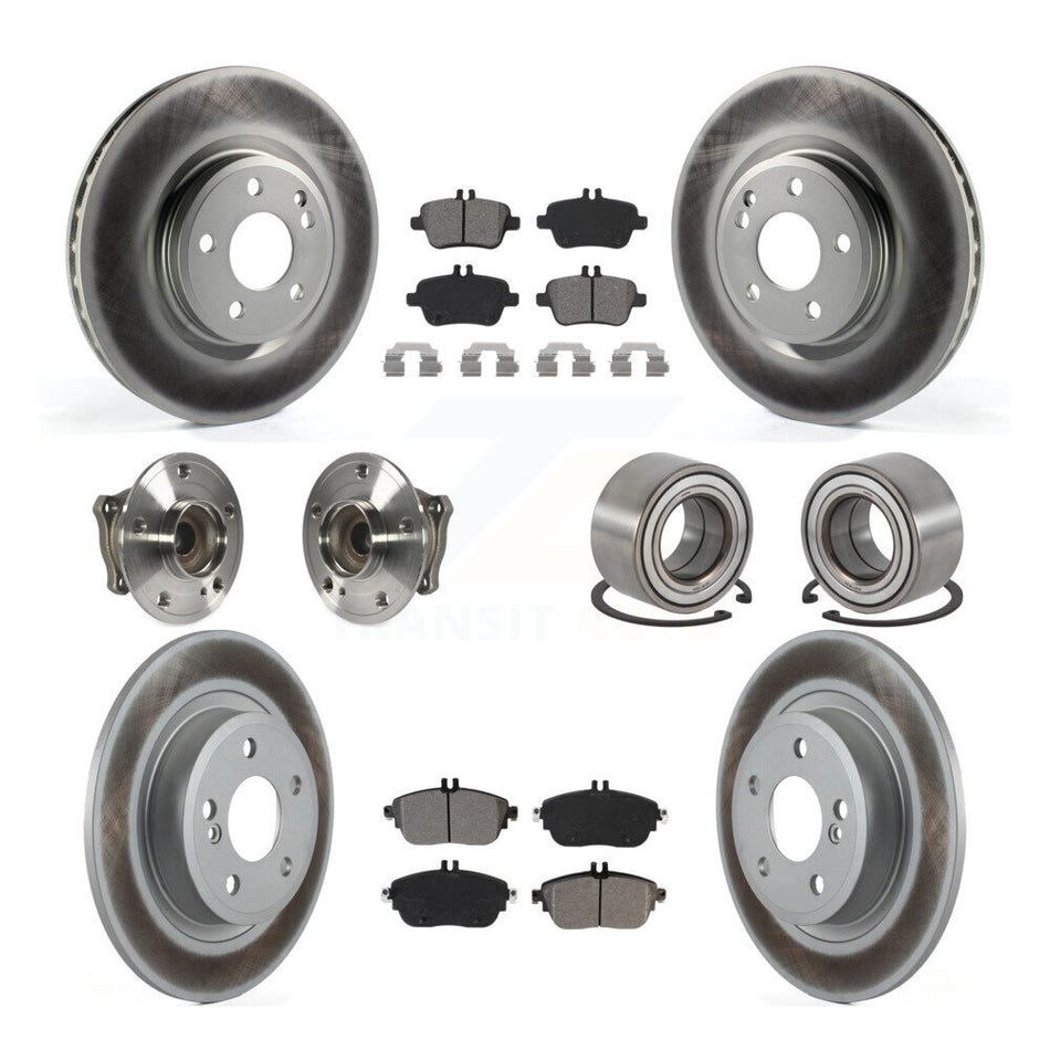 Front Rear Wheel Hub Bearings Assembly Coated Disc Brake Rotors And Semi-Metallic Pads Kit (10Pc) For Mercedes-Benz GLA250 CLA250 KBB-115183