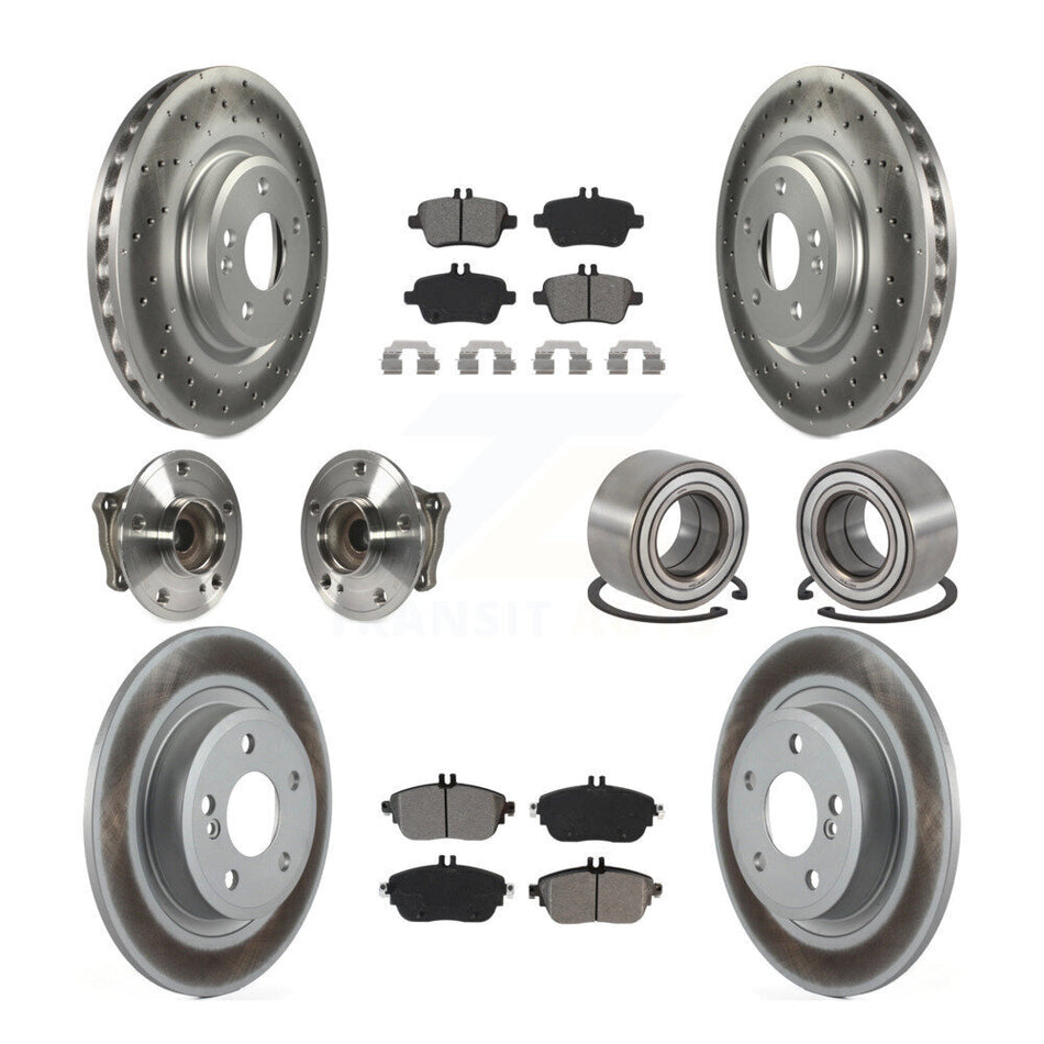 Front Rear Hub Bearing Coat Brake Rotor Pads Kit (10Pc) For 2019 Mercedes-Benz CLA250 FWD KBB-115184
