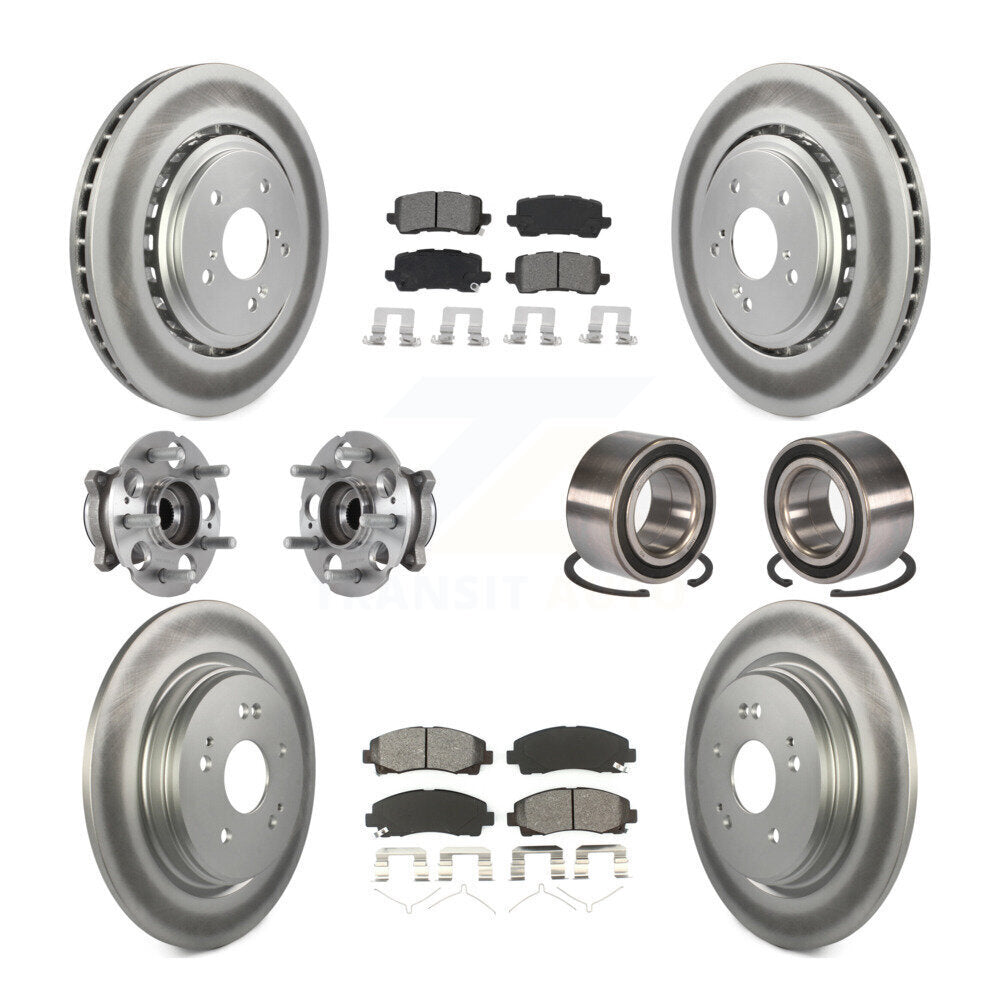 Front Rear Hub Bearing Coated Disc Brake Rotor Pad Kit (10Pc) For 2015-2020 Acura TLX AWD KBB-115185