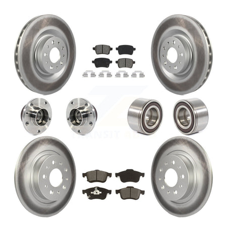Front Rear Hub Bearing Coated Disc Brake Rotor And Pad Kit (10Pc) For 2014-2018 Fiat 500L KBB-115186