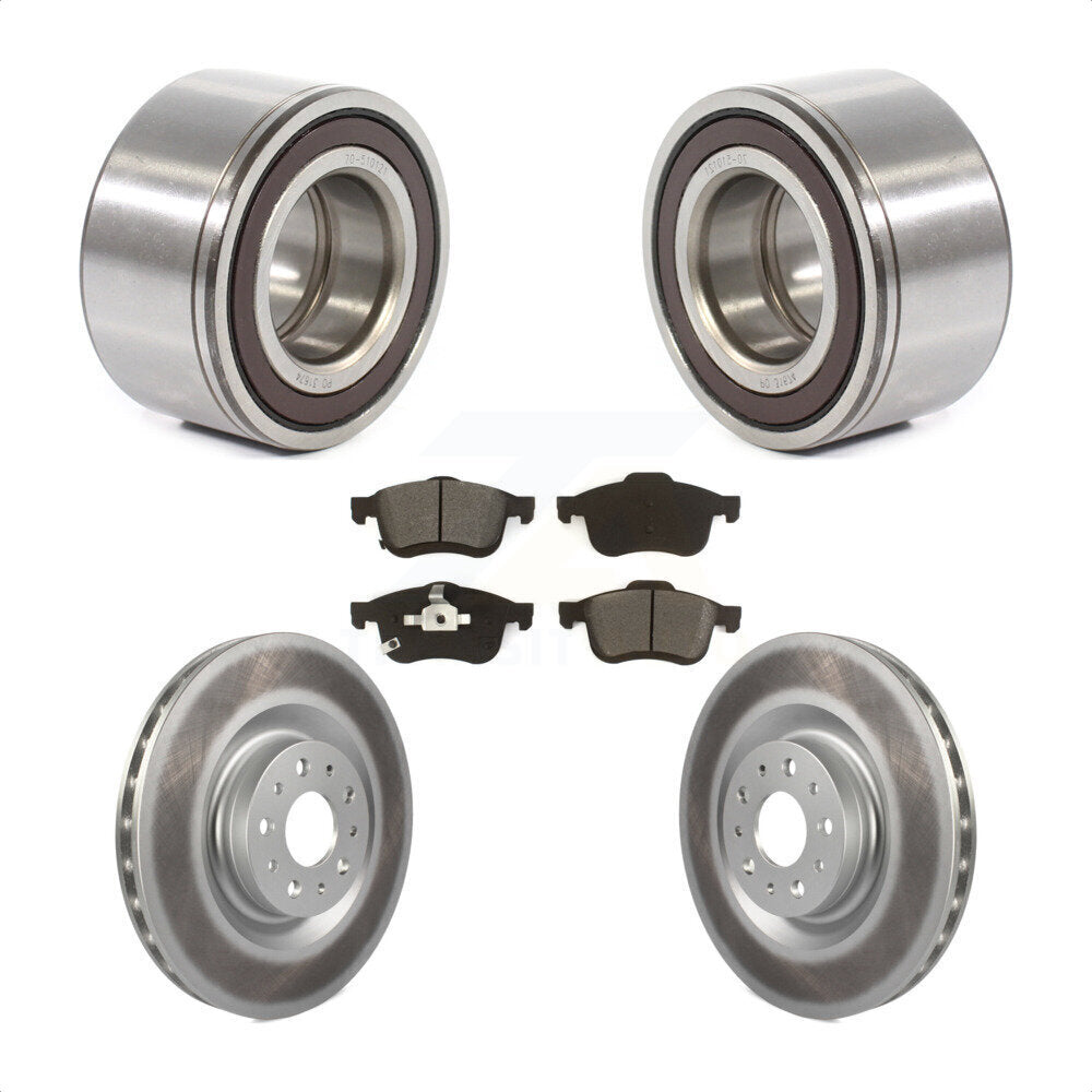 Front Wheel Bearing Coated Disc Brake Rotors And Pads Kit For 2014-2018 Fiat 500L KBB-115198