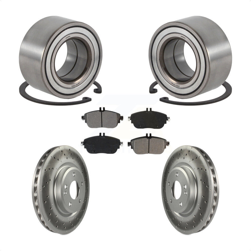 Front Wheel Bearing With Coated Disc Brake Rotors And Semi-Metallic Pads Kit For Mercedes-Benz CLA250 GLA250 Sport Package KBB-115200