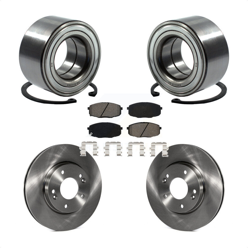 Front Wheel Bearing Disc Brake Rotors And Semi-Metallic Pads Kit For Kia Soul Forte KBB-115210