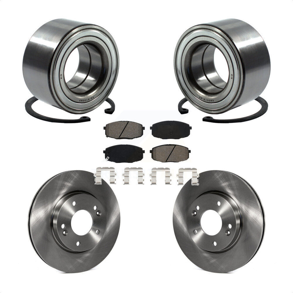Front Wheel Bearing Disc Brake Rotors And Semi-Metallic Pads Kit For Kia Soul Forte KBB-115210
