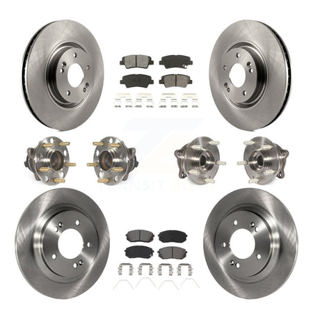 Front Rear Hub Bearing Disc Brake Rotor Pad Kit (10Pc) For 2016 Hyundai Sonata GAS engine KBB-115227