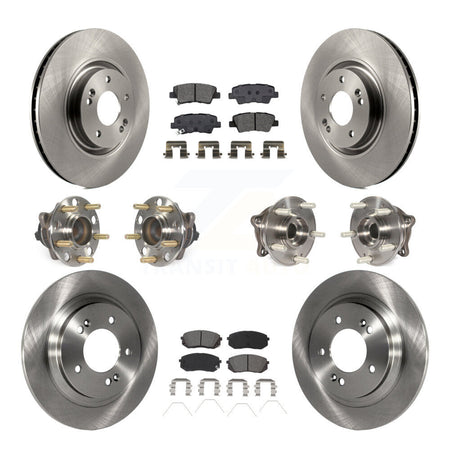 Front Rear Hub Bearing Disc Brake Rotors And Semi-Metallic Pads Kit (10Pc) For Kia Optima KBB-115228