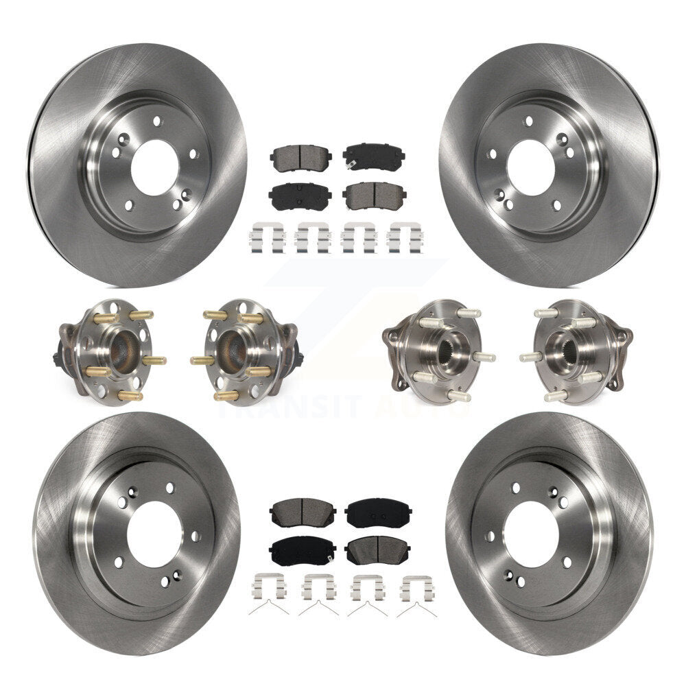 Front Rear Hub Bearing Disc Brake Rotors And Semi-Metallic Pads Kit (10Pc) For Kia Optima KBB-115231