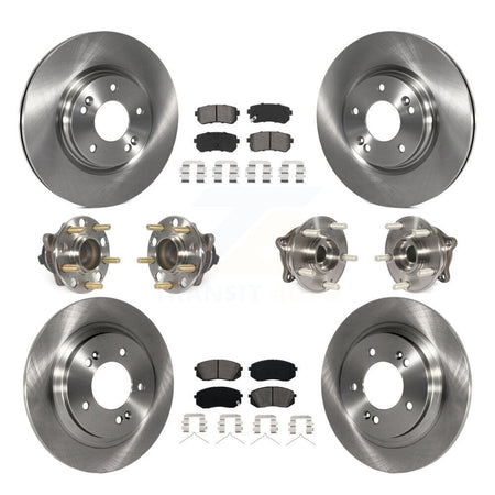 Front Rear Hub Bearing Disc Brake Rotors And Semi-Metallic Pads Kit (10Pc) For Kia Optima KBB-115231