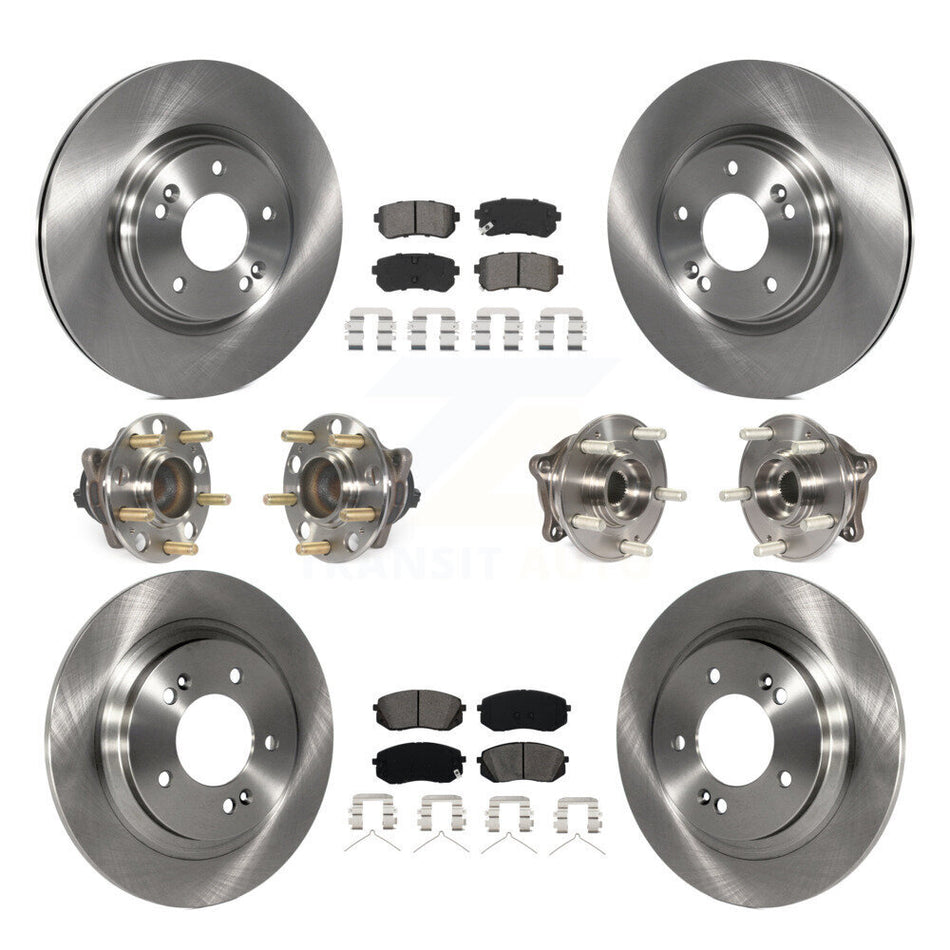 Front Rear Hub Bearing Disc Brake Rotors And Semi-Metallic Pads Kit (10Pc) For Kia Optima KBB-115231