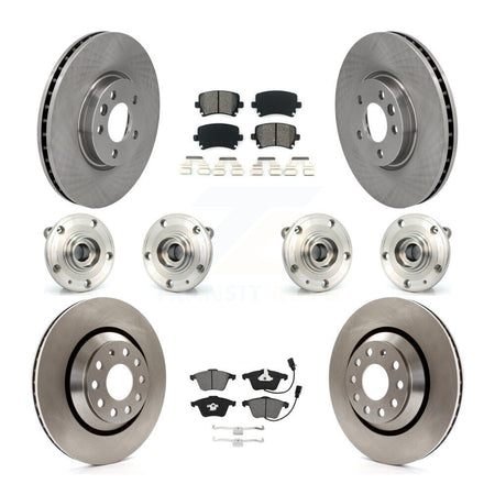 Front Rear Hub Bearings Assembly Disc Brake Rotors And Pads Kit (10Pc) For Volkswagen CC KBB-115235