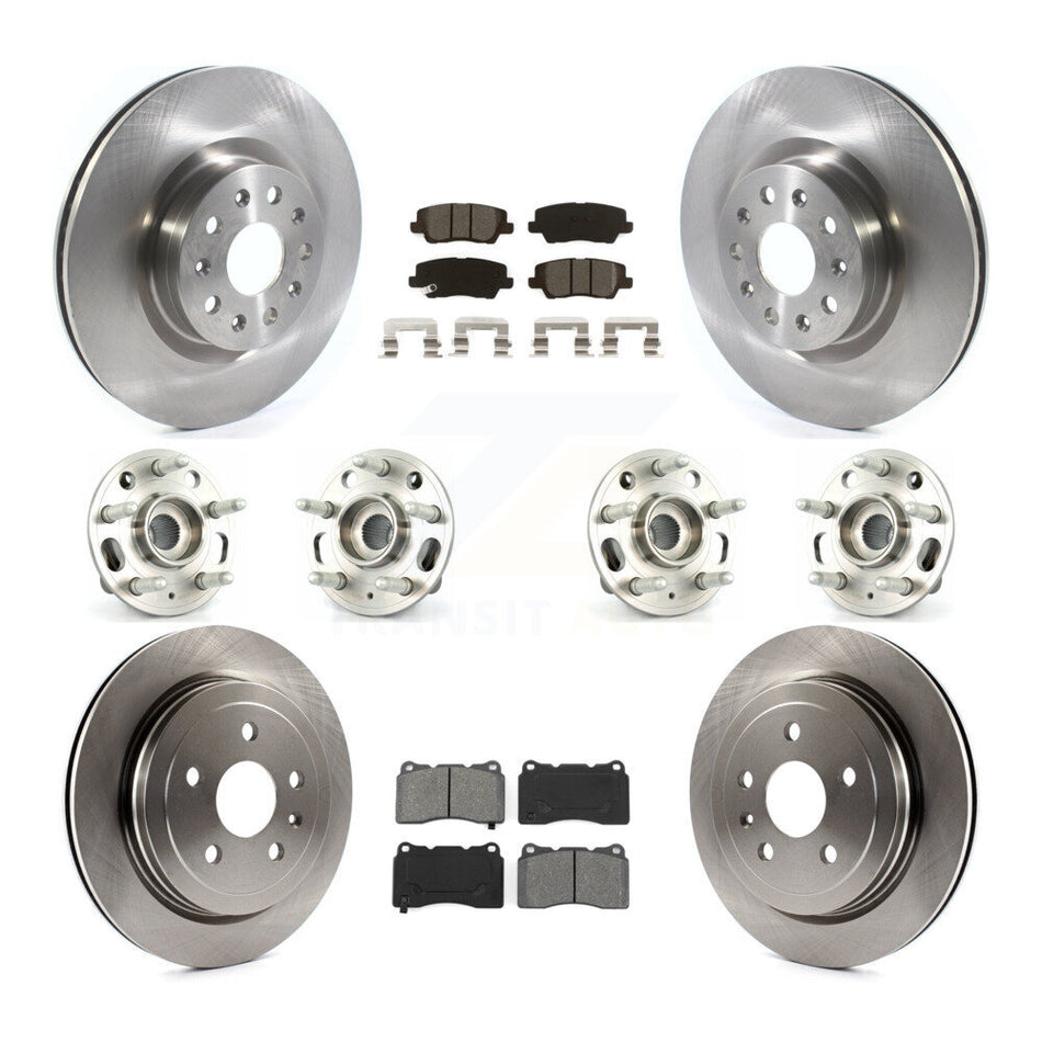 Front Rear Hub Bearings Assembly Disc Brake Rotors And Semi-Metallic Pads Kit (10Pc) For Cadillac CTS With 18" Factory Wheels KBB-115238