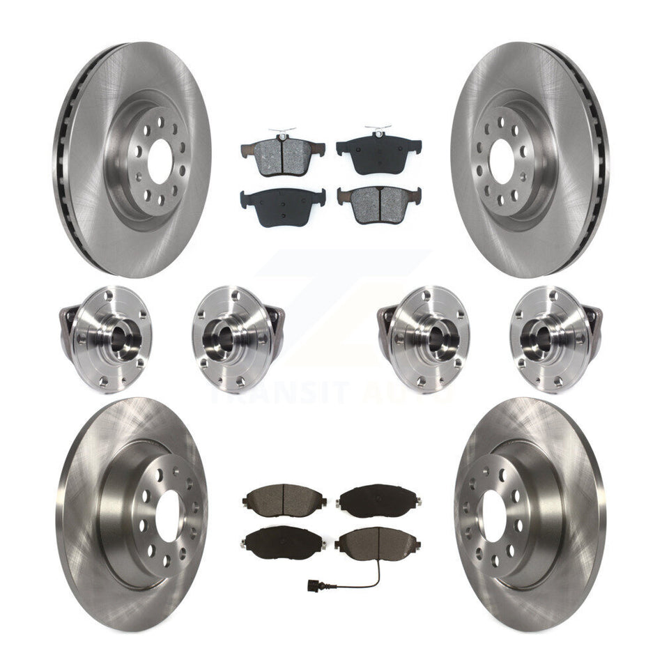 Front Rear Hub Bearing Brake Rotor And Pad Kit (10Pc) For 2018-2022 Volkswagen Tiguan AWD KBB-115242