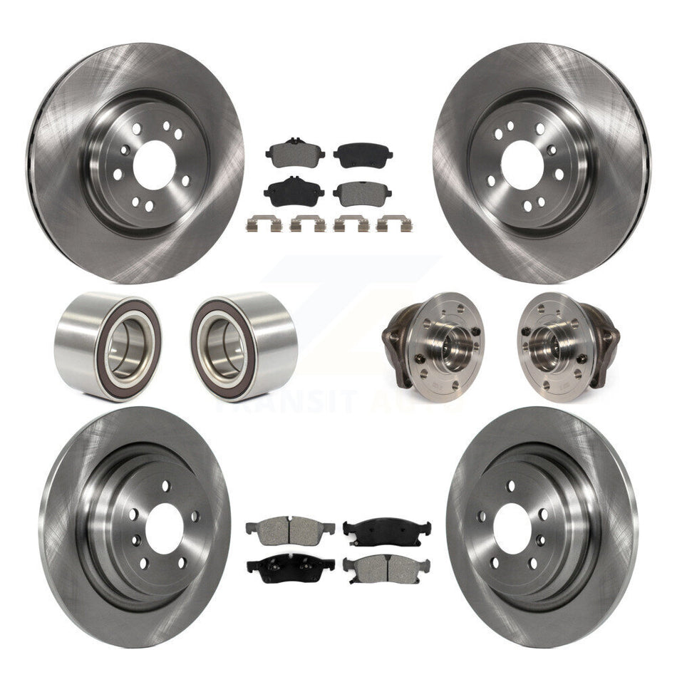 Front Rear Wheel Hub Bearings Assembly Disc Brake Rotors And Semi-Metallic Pads Shoes Kit (10Pc) For Mercedes-Benz ML350 GLE350 ML250 GLE300d KBB-115244
