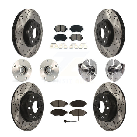 Front Rear Hub Bearings Coated Disc Brake Rotors And Pads Kit (10Pc) For Volkswagen GTI KBB-115246