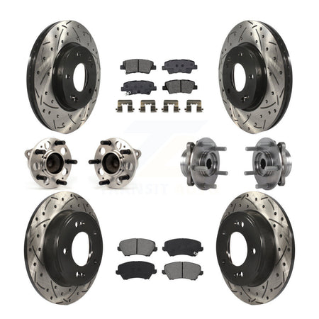 Front Rear Hub Bearing Coated Disc Brake Rotor Pad Kit (10Pc) For 2017 Hyundai Elantra GT KBB-115248