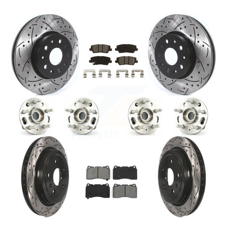 Front Rear Hub Bearings Coated Disc Brake Rotors And Pads Kit (10Pc) For Cadillac CTS KBB-115251
