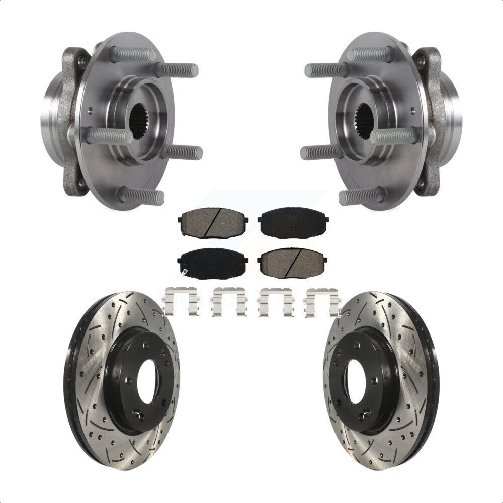 Front Hub Bearing Drill Slot Brake Rotor Pads Kit For Kia Forte Hyundai Elantra GT Forte5 KBB-115262