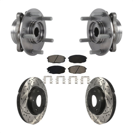 Front Hub Bearing Drill Slot Brake Rotor Pads Kit For Kia Forte Hyundai Elantra GT Forte5 KBB-115262
