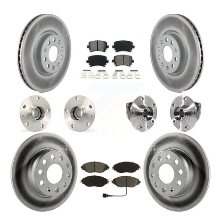 Front Rear Hub Bearings Coated Disc Brake Rotors And Pads Kit (10Pc) For Volkswagen GTI KBB-115264