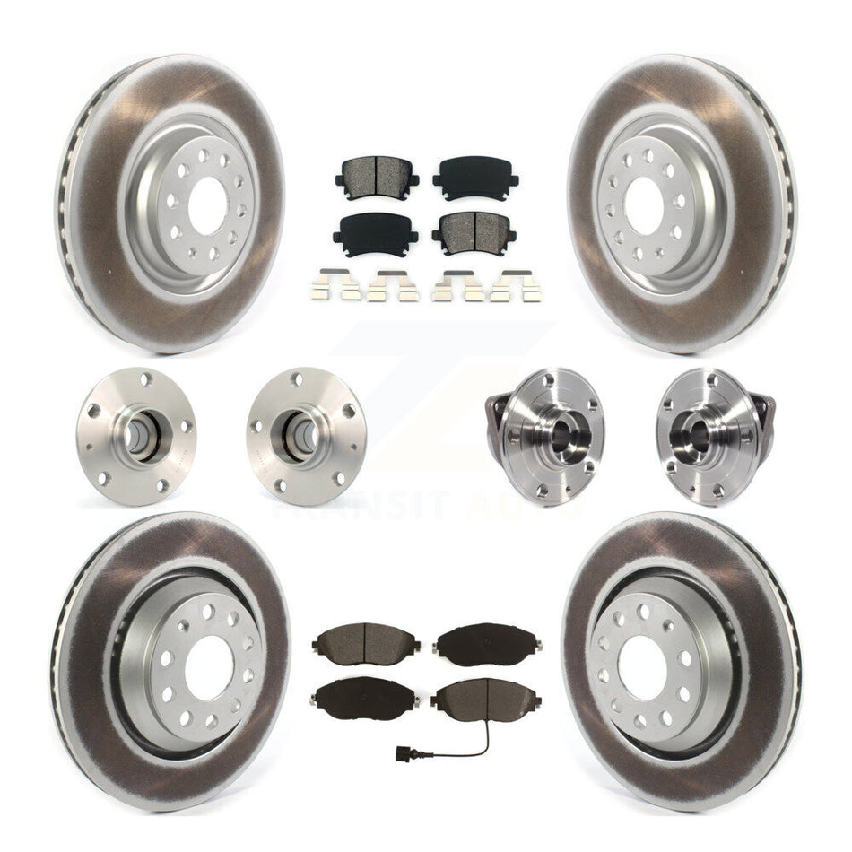 Front Rear Hub Bearings Coated Disc Brake Rotors And Pads Kit (10Pc) For Volkswagen GTI KBB-115265