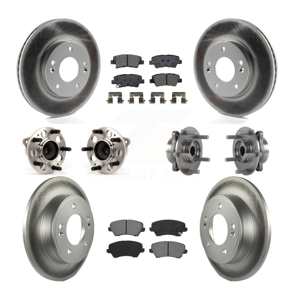 Front Rear Hub Bearing Coated Disc Brake Rotor Pad Kit (10Pc) For 2017 Hyundai Elantra GT KBB-115271