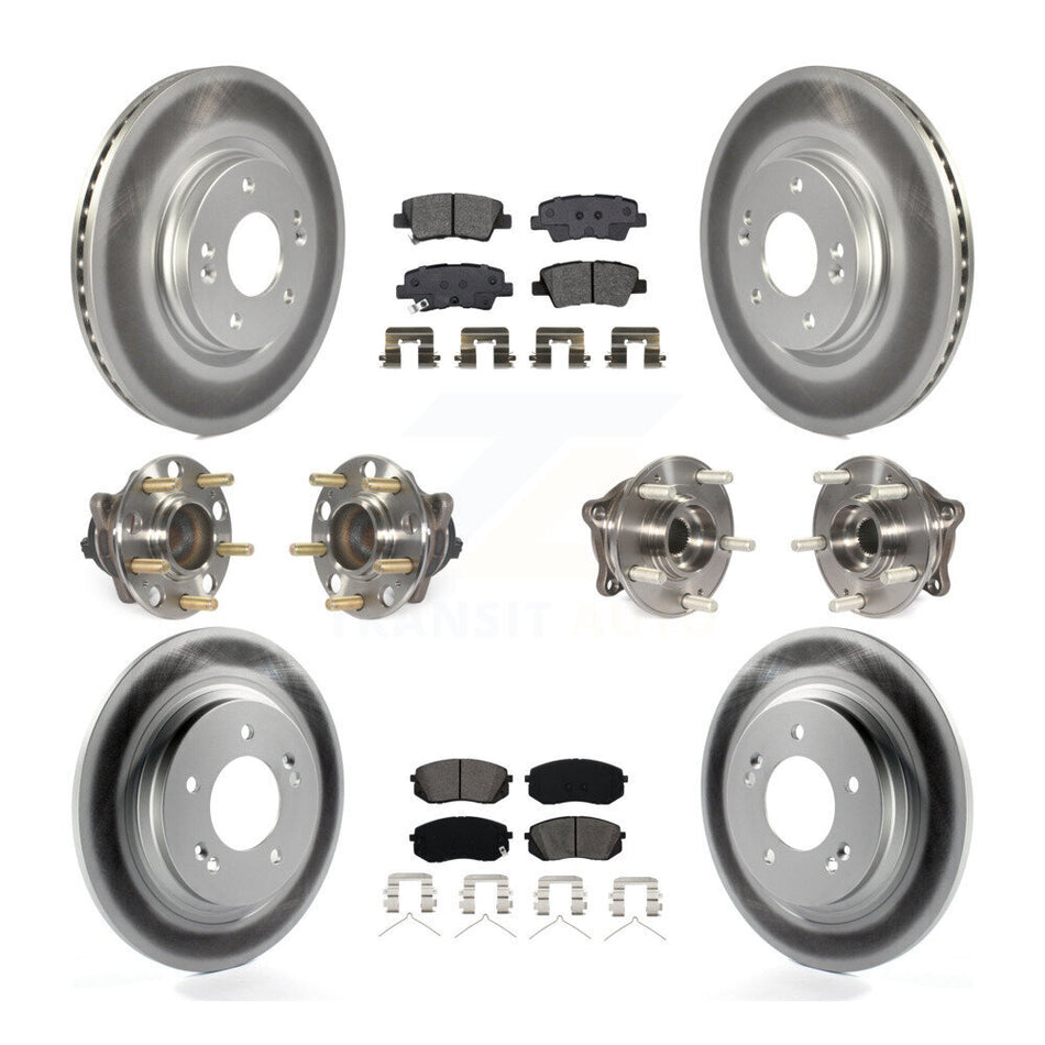Front Rear Hub Bearing Assembly Coated Disc Brake Rotor And Pad Kit (10Pc) For Kia Optima KBB-115276
