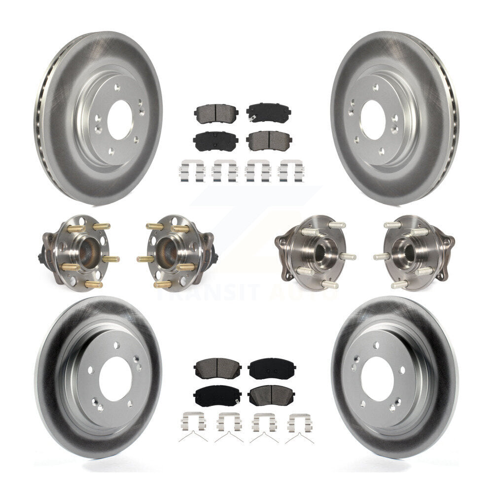 Front Rear Hub Bearing Assembly Coated Disc Brake Rotor And Pad Kit (10Pc) For Kia Optima KBB-115277